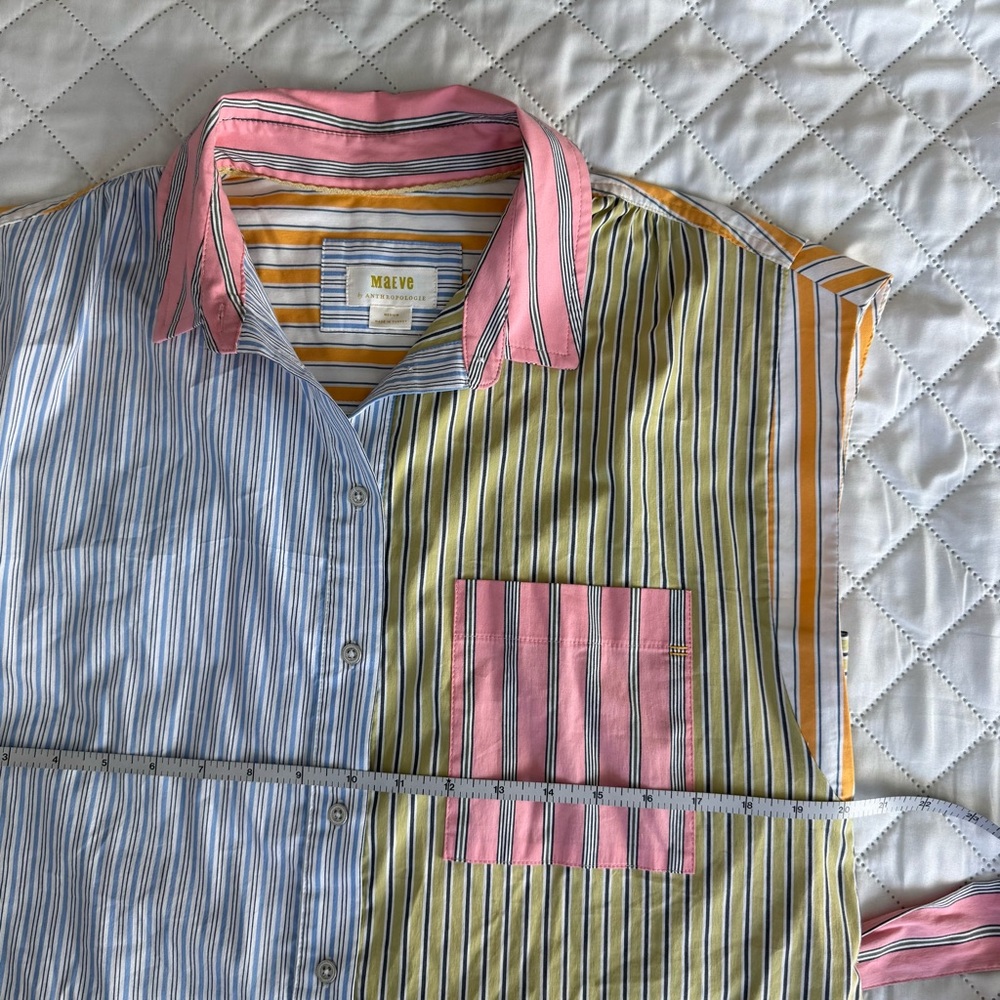 NWT Anthropologie Maeve Colorblock Stripe Shirt Dress Resort M Coastal Resort - Picture 10 of 10